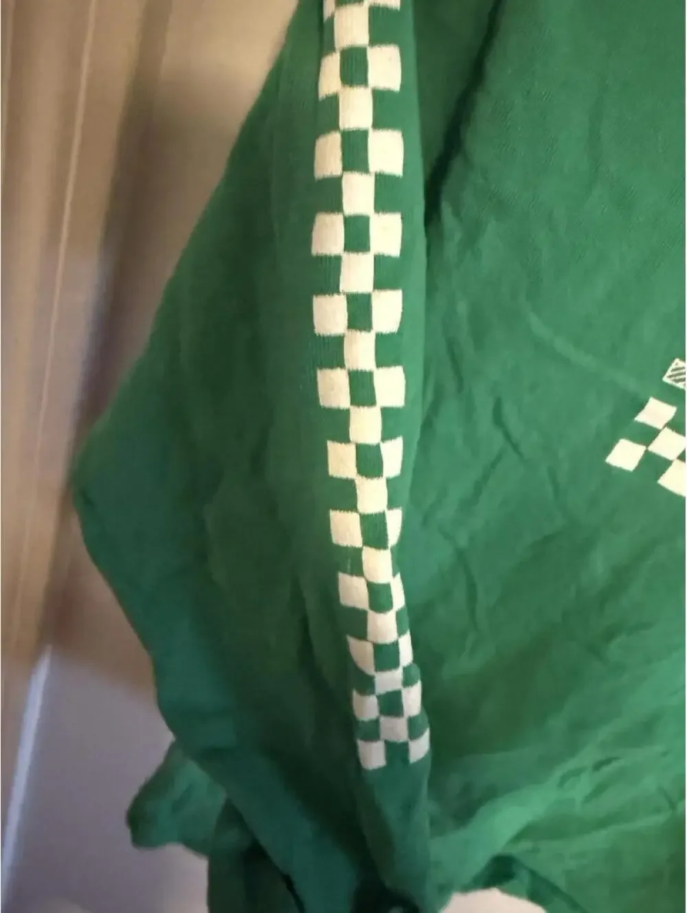 Battle Green Long Sleeve Shirt with Checkerboard Print